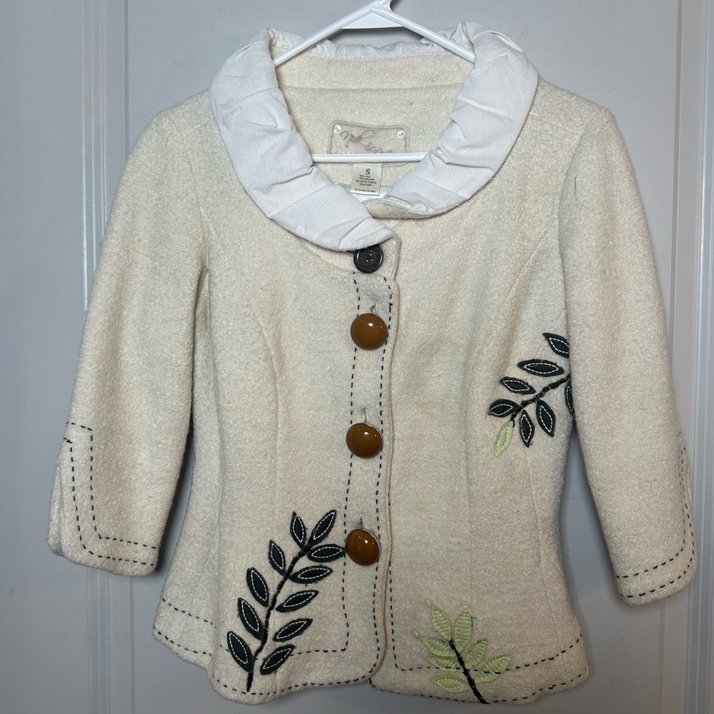 Nick&Mo Exclusive Collection For Nordstrom Ruffle Collar Embroidered Leaf Blazer